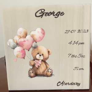 Geboorte Tegel Teddybear with Balloons